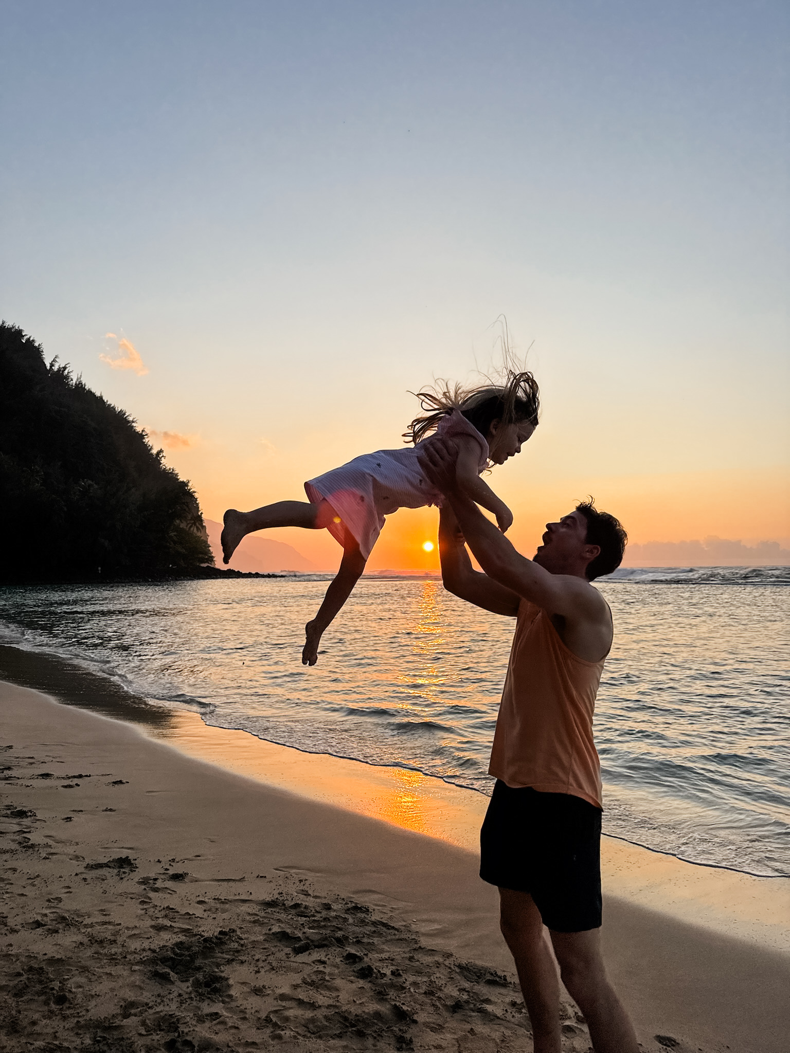 Beach sunset with family